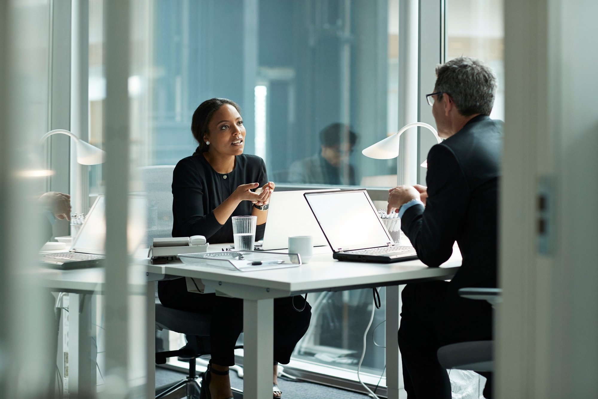 business meeting with woman and man